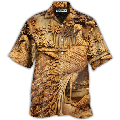 Hawaiian Shirt / Adults / S Peacock Woodcarving - Hawaiian shirt 