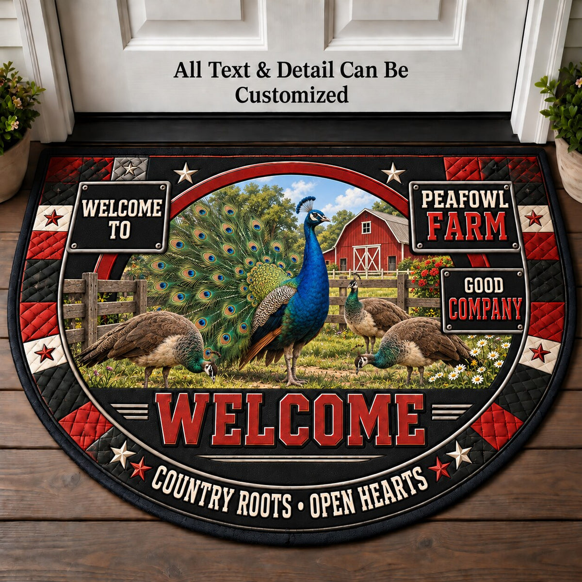 Peafowl Farm Personalized Half Round Mat | 5To9Vibe