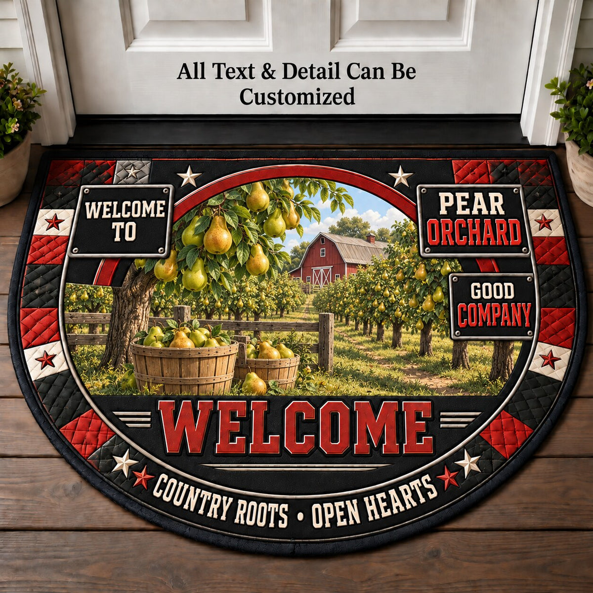 Pear Orchard Personalized Half Round Mat | 5To9Vibe
