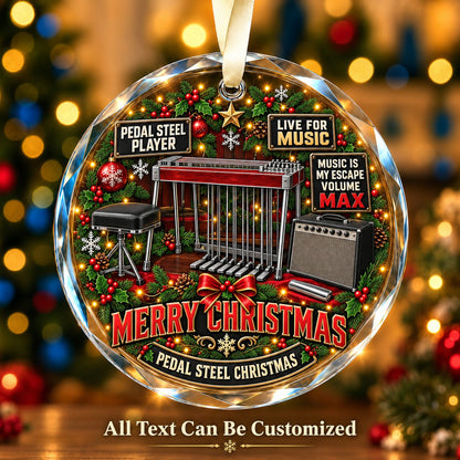 Pedal Steel Player Personalized Glass Ornament | 5To9Vibe