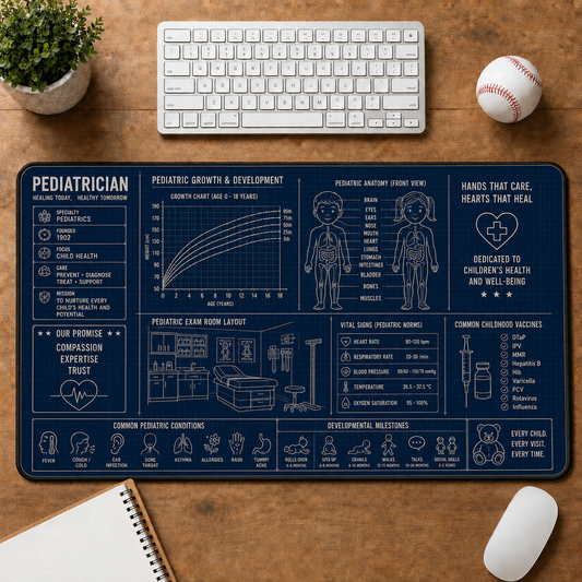 Pediatrician Growth Chart Plus Size Mouse Pad - Child Anatomy & Medical Large Desk Mat - 5to9vibe