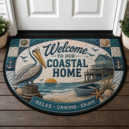 Wipe Your Flippers Whale Welcome Mat - Coastal Lighthouse & Ocean Doormat - 5to9vibe