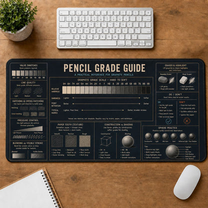 Pencil Grade Guide Creative Reference Guide Desk Mat | 5To9Vibe