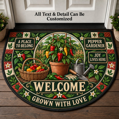 Pepper Gardener Personalized Half Round Mat | 5To9Vibe