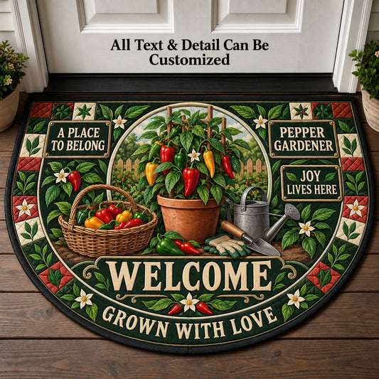 Pepper Gardener Personalized Half Round Mat | 5To9Vibe