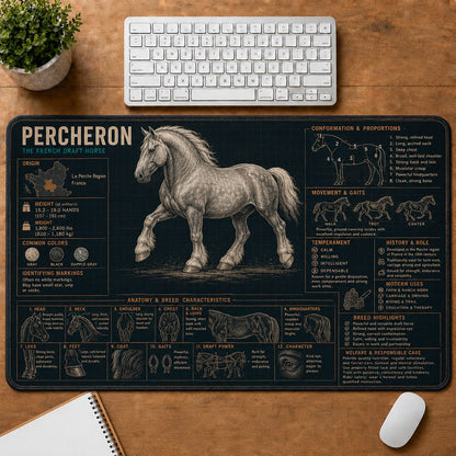 Percheron Horse Horse and Equestrian Visual Guide Desk Mat | 5To9Vibe