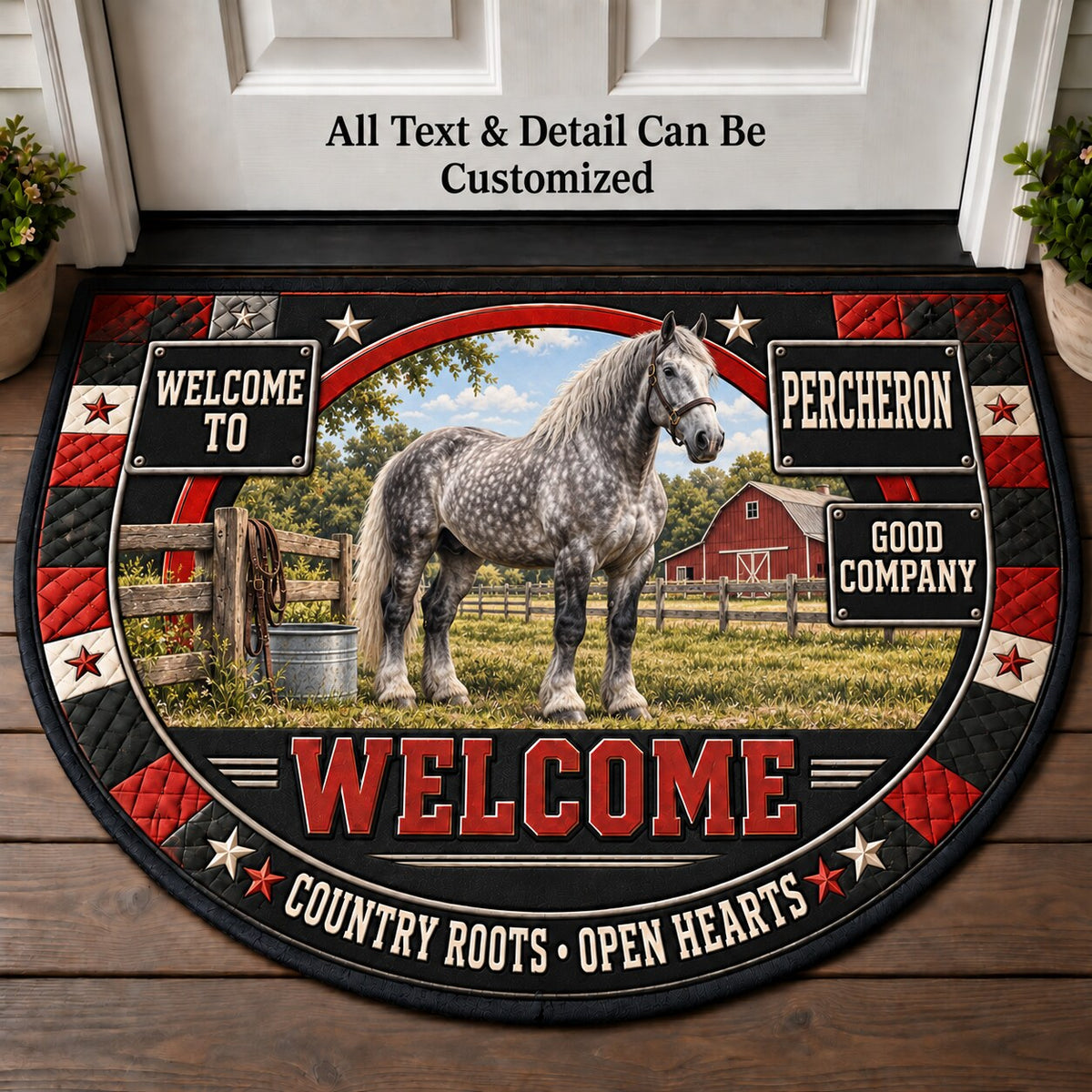 Percheron Personalized Half Round Mat | 5To9Vibe