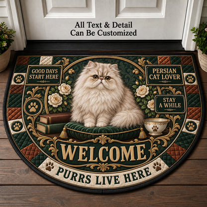 Persian Cat Lover Personalized Half Round Mat | 5To9Vibe