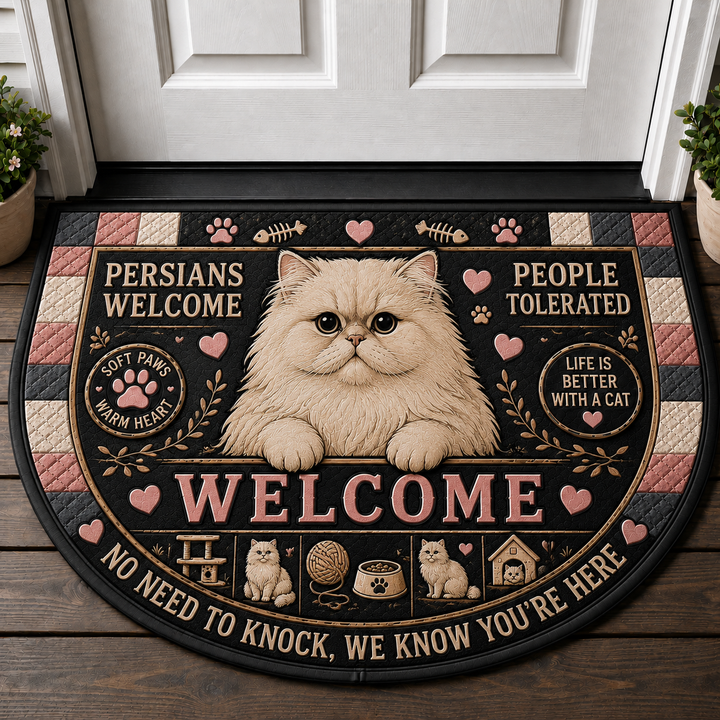Persians Welcome Doormat - People Tolerated Cat Lover Welcome Mat - 5to9vibe