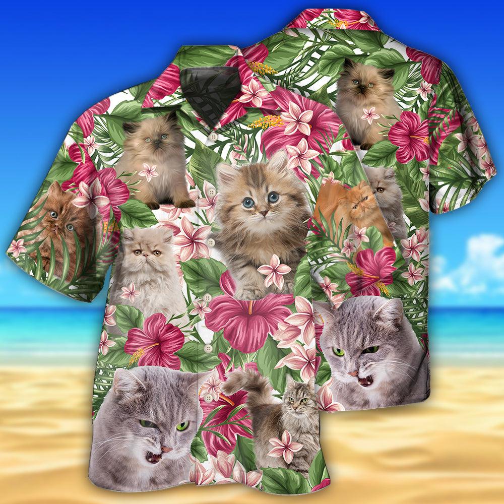 Cat Tropical Floral Persisan Cat - Hawaiian Shirt 