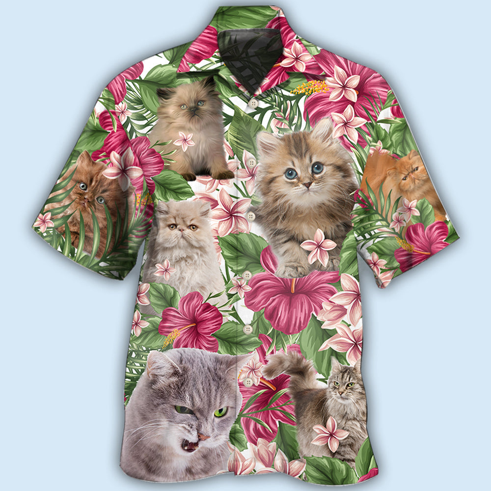 Cat Tropical Floral Persisan Cat - Hawaiian Shirt 