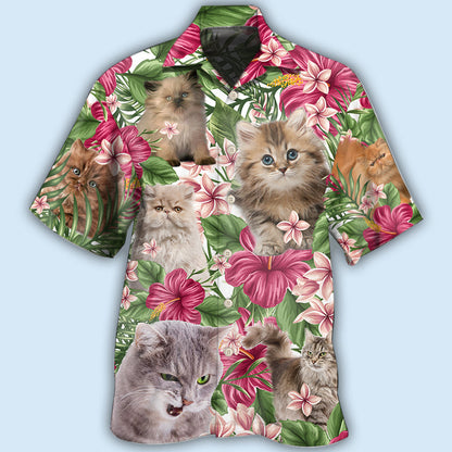 Cat Tropical Floral Persisan Cat - Hawaiian Shirt 
