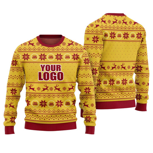 Personalised Christmas Sweater With Logo For Company Yellow