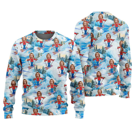 Personalize Your Ugly Christmas Sweater With Face Blue