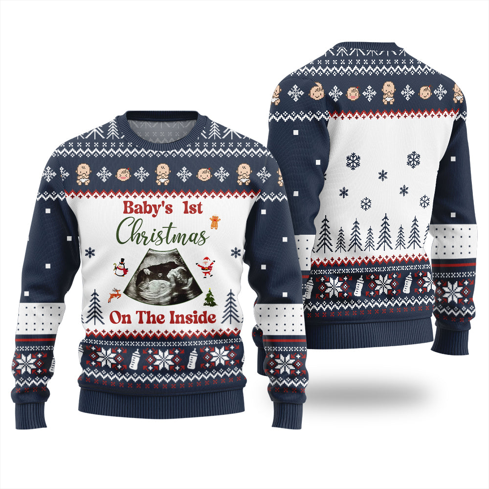 Personalized Baby 1st Christmas On The Inside Xmas Sweater