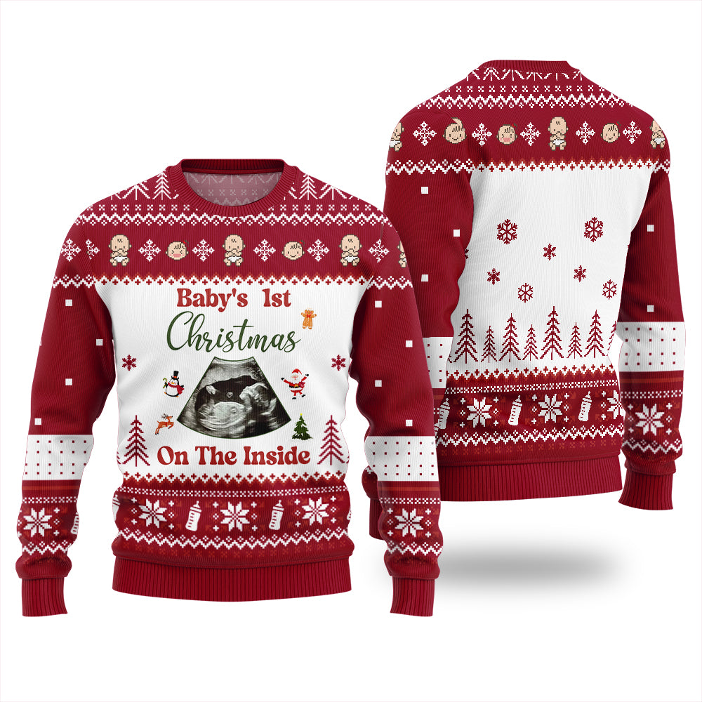 Personalized Baby 1st Christmas On The Inside Xmas Sweater