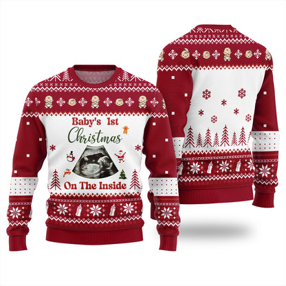 Personalized Baby 1st Christmas On The Inside Xmas Sweater