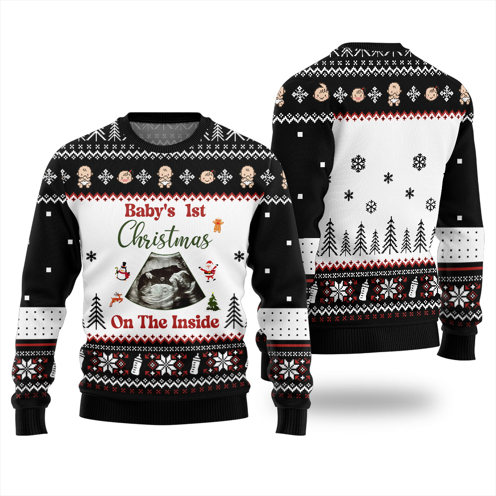 Personalized Baby 1st Christmas On The Inside Xmas Sweater