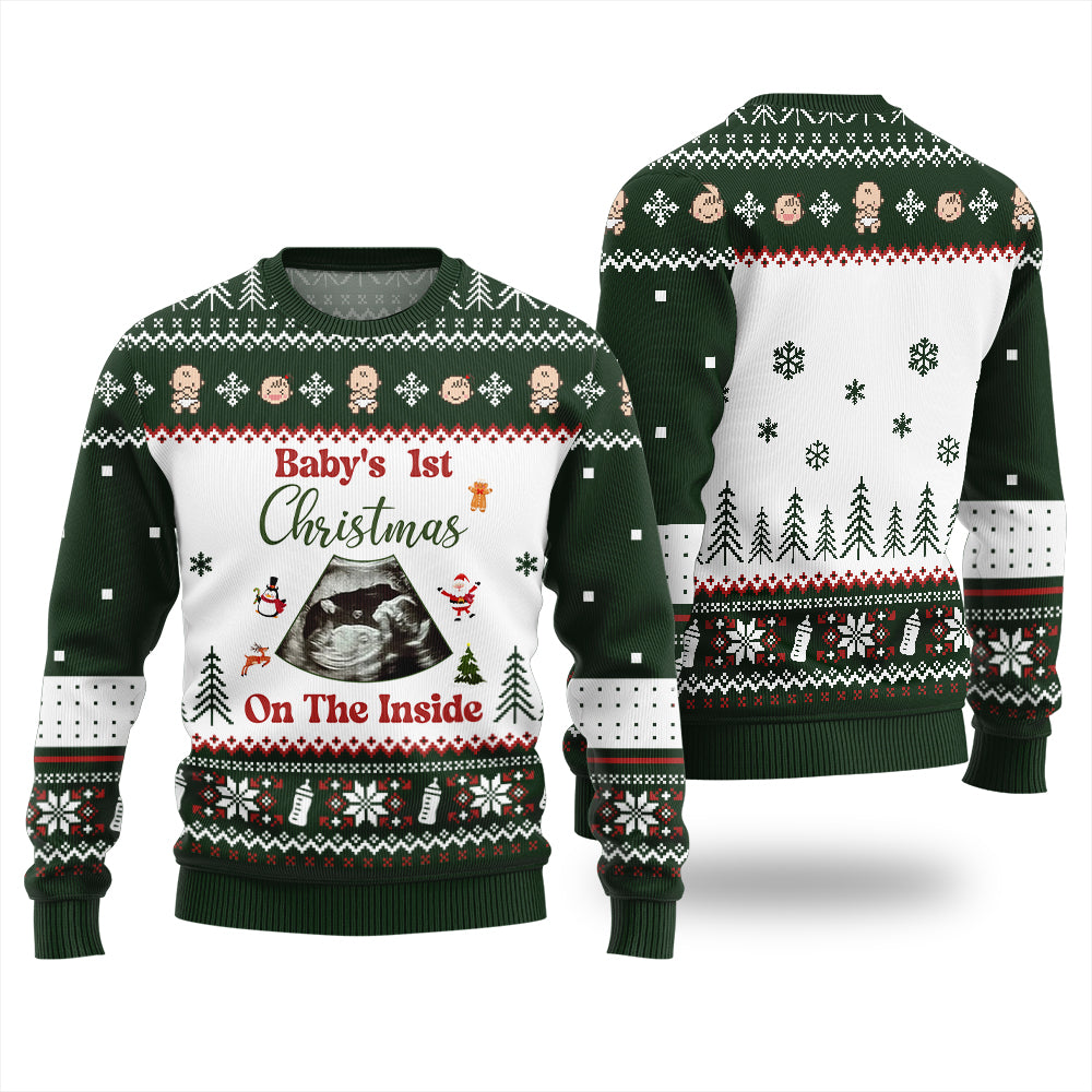 Personalized Baby 1st Christmas On The Inside Xmas Sweater