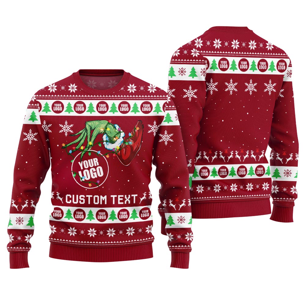 Personalized Brand Text And Logo For Business Holiday Sweater Women