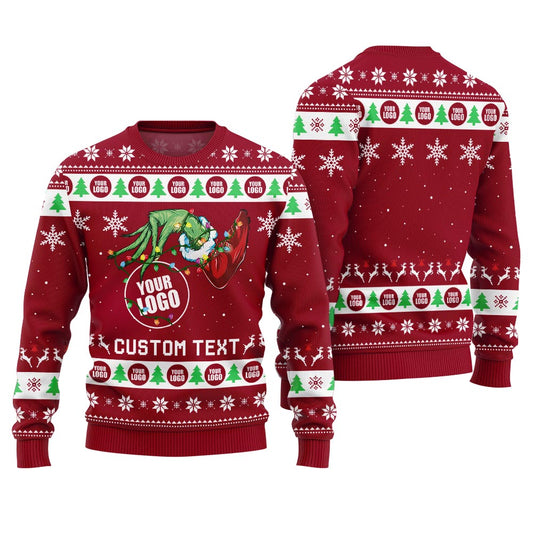 Personalized Brand Text And Logo For Business Holiday Sweater Women