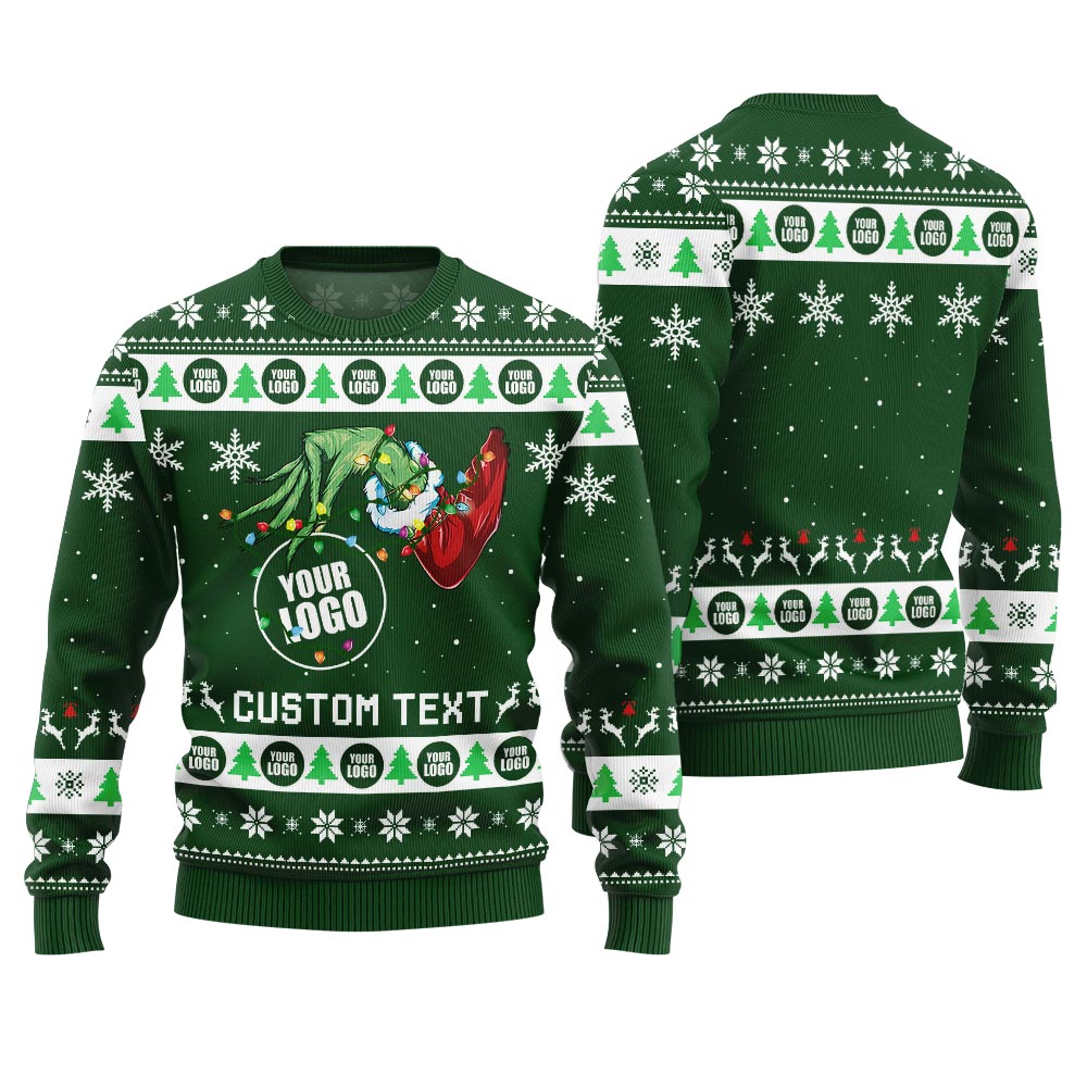 Personalized Brand Text And Logo For Business Holiday Sweater Women