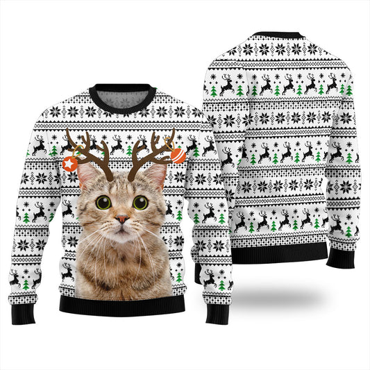 Personalized Cat Reindeer Antler Christmas Sweater