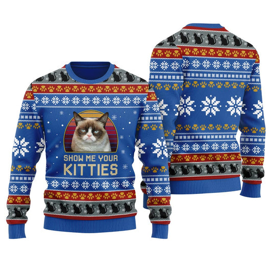 Personalized Cat Ugly Christmas Sweater For Men