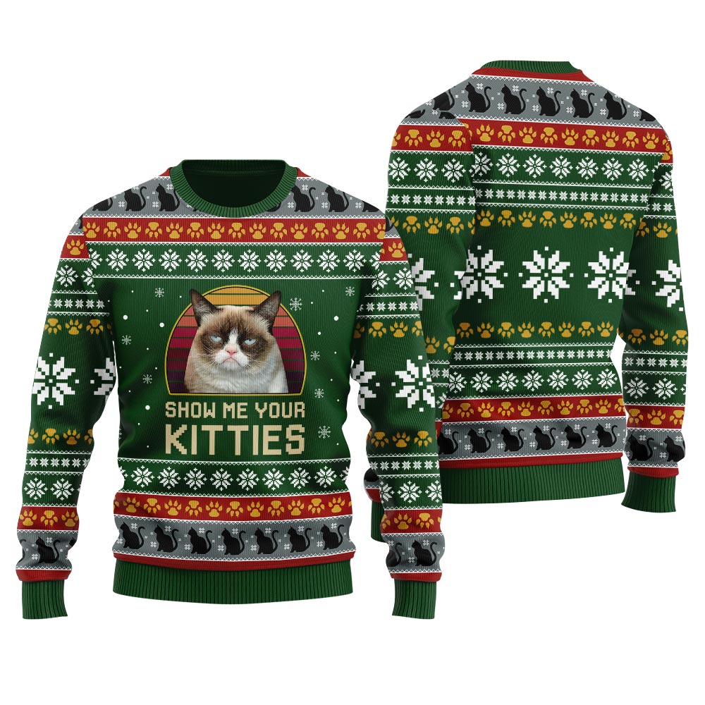 Personalized Cat Ugly Christmas Sweater For Men