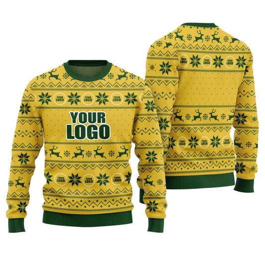 Personalized Christmas Sweater With Logo For Company Yellow