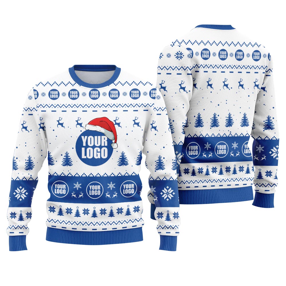 Ugly Christmas Sweater Custom Company Logo Royal