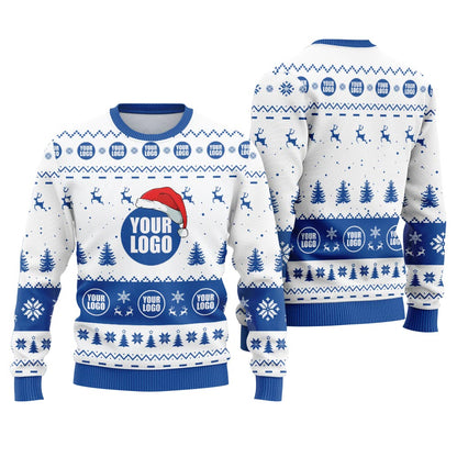 Ugly Christmas Sweater Custom Company Logo Royal