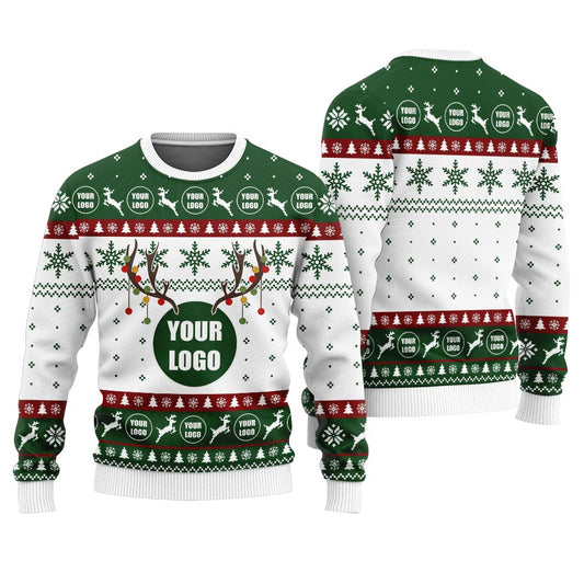 Personalized Company Logo Ugly Xmas Sweater Green