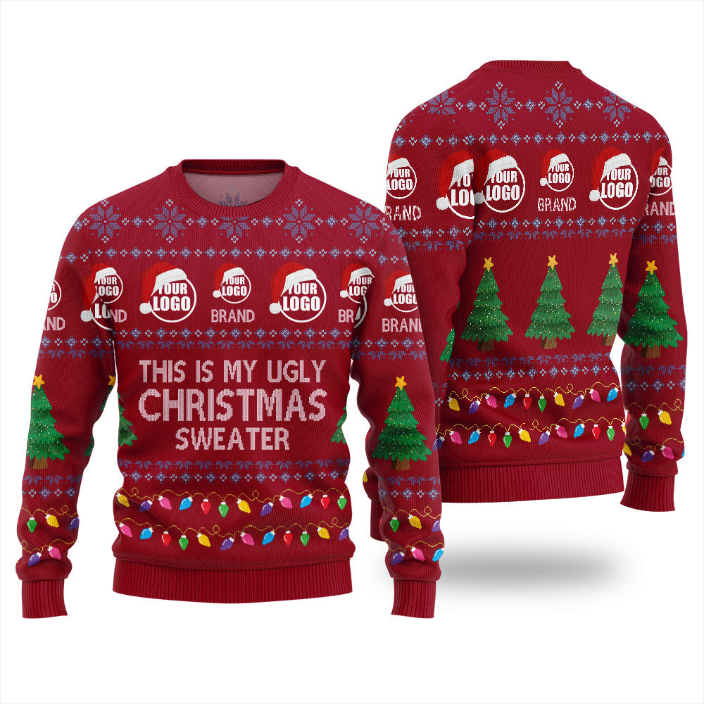 Personalized Logo Ugly Sweater Red