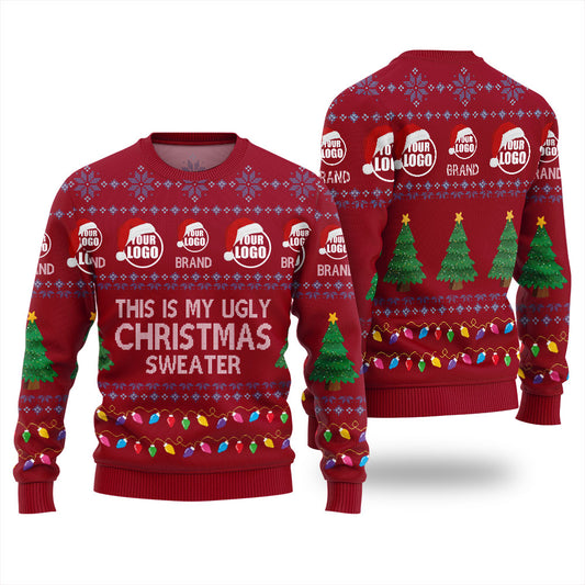 Personalized Logo Ugly Sweater Red