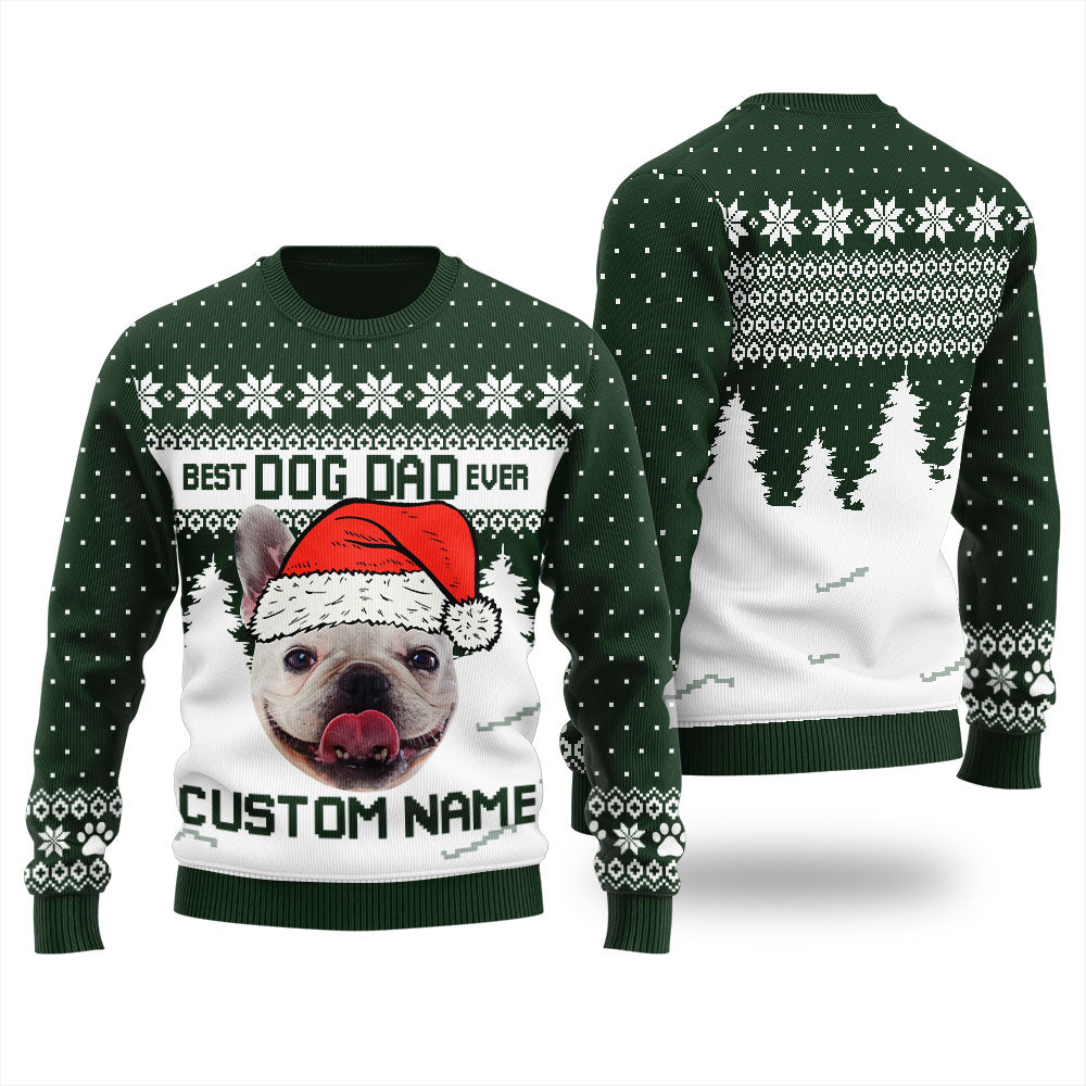 Personalized Dog Dad Christmas Sweater For Men
