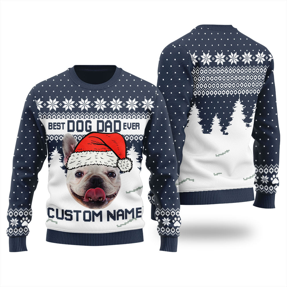 Personalized Dog Dad Christmas Sweater For Men