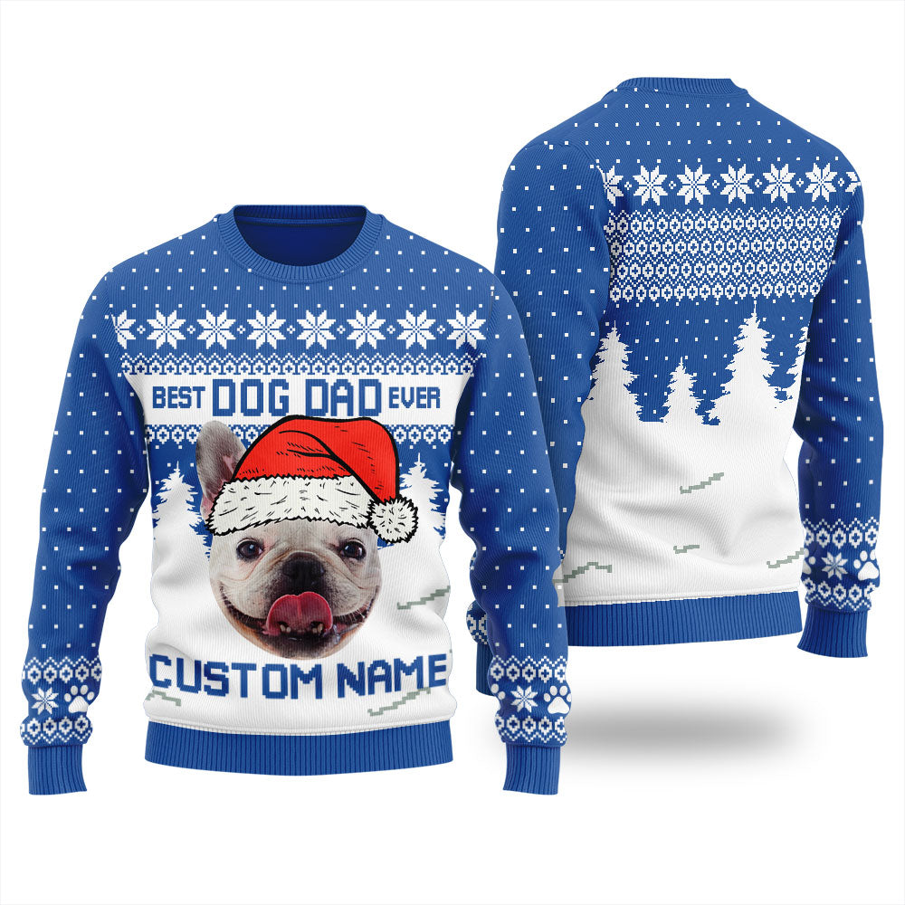 Personalized Dog Dad Christmas Sweater For Men