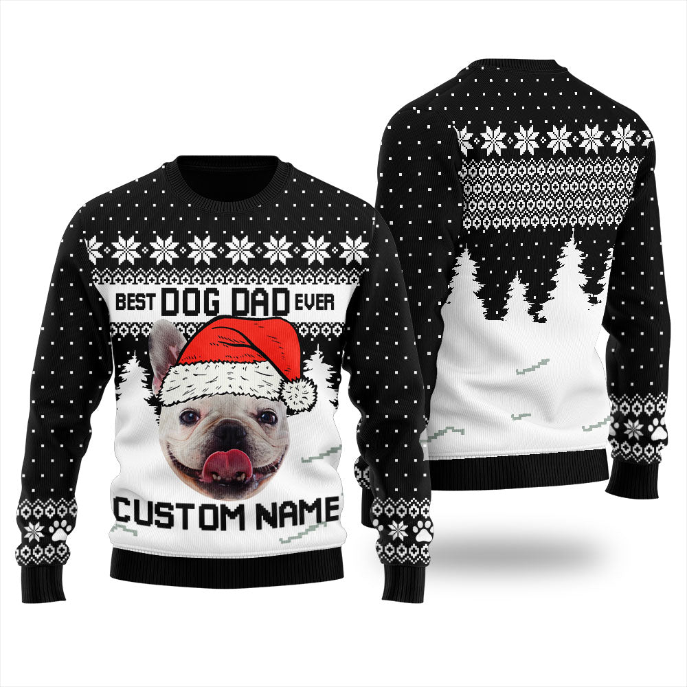 Personalized Dog Dad Christmas Sweater For Men