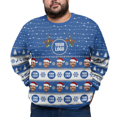 Personalized Face And Logo Christmas Sweater Plus Size