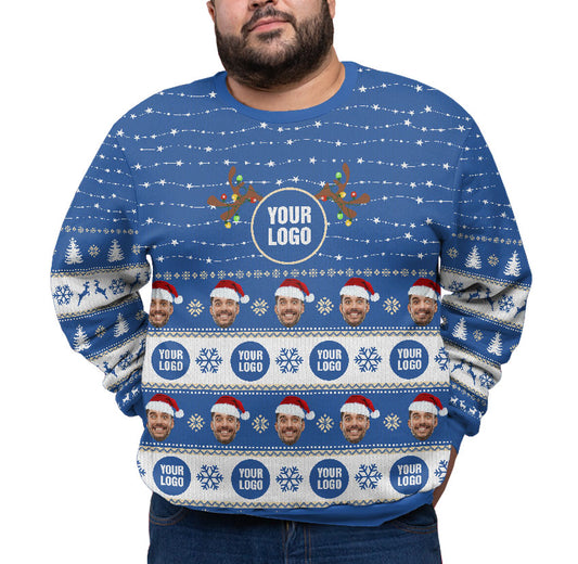 Personalized Face And Logo Christmas Sweater Plus Size
