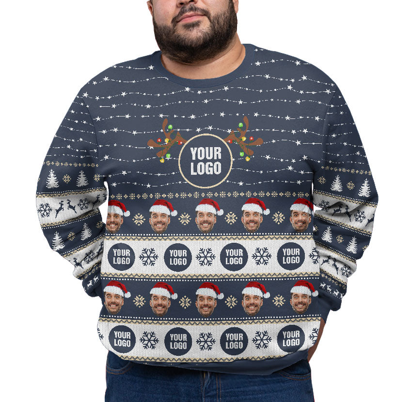 Personalized Face And Logo Christmas Sweater Plus Size