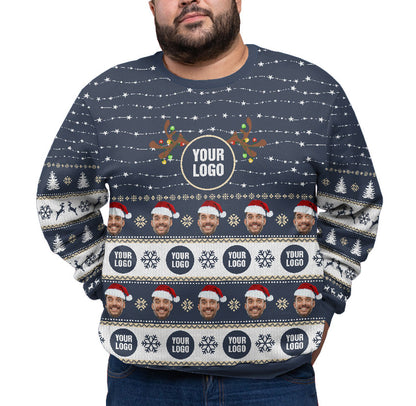 Personalized Face And Logo Christmas Sweater Plus Size