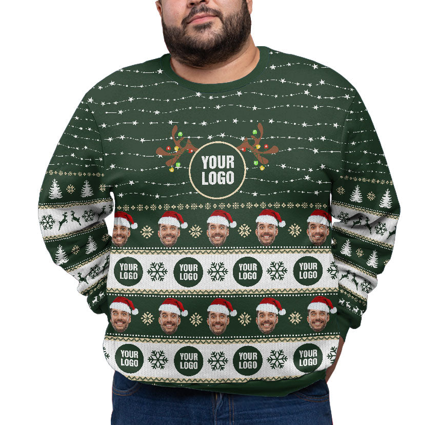 Personalized Face And Logo Christmas Sweater Plus Size