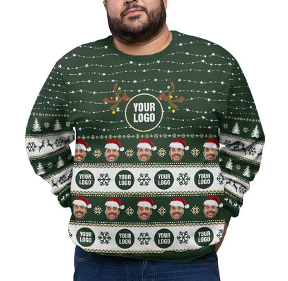 Personalized Face And Logo Christmas Sweater Plus Size