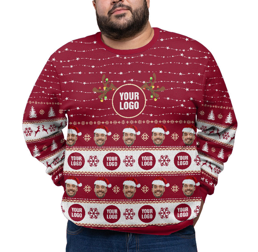 Personalized Face And Logo Christmas Sweater Plus Size
