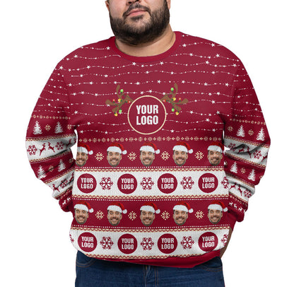 Personalized Face And Logo Christmas Sweater Plus Size