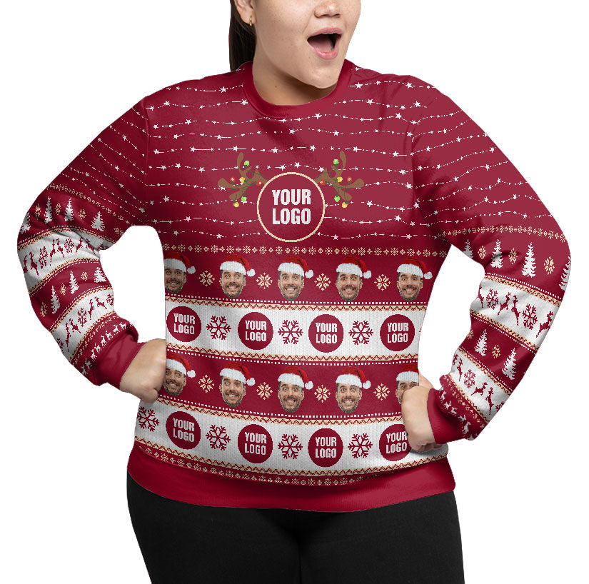 Personalized Face And Logo Christmas Sweater Plus Size