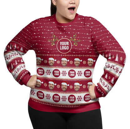 Personalized Face And Logo Christmas Sweater Plus Size