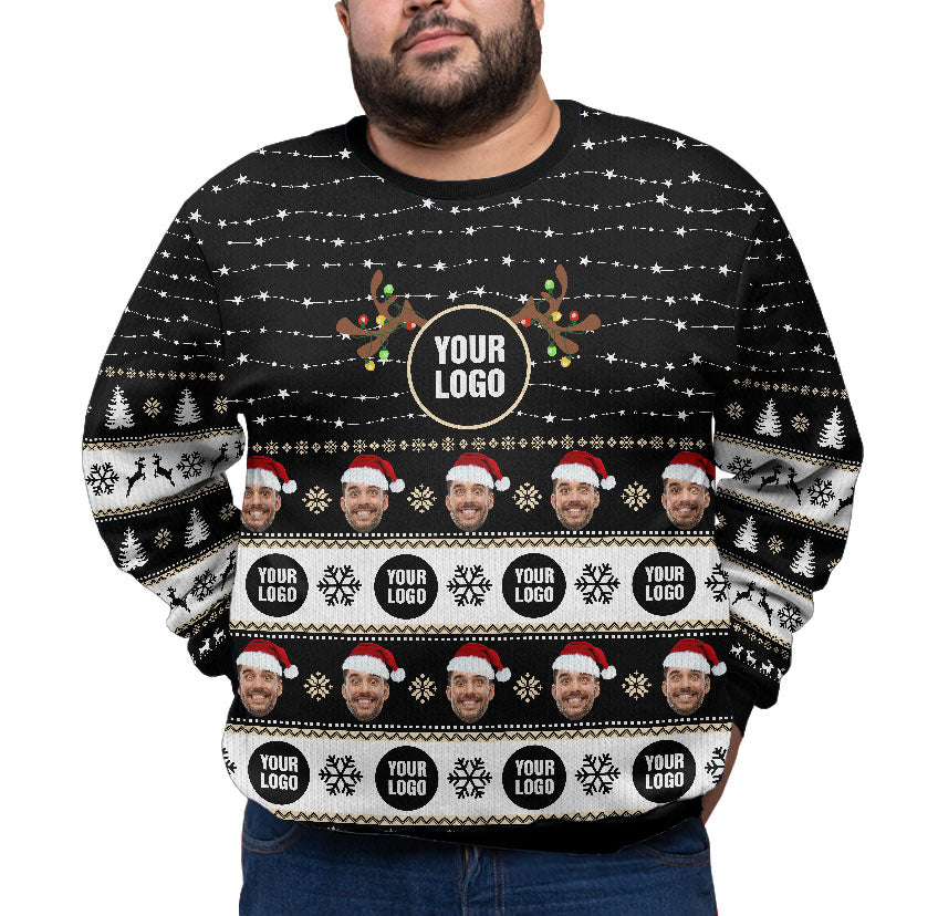 Personalized Face And Logo Christmas Sweater Plus Size